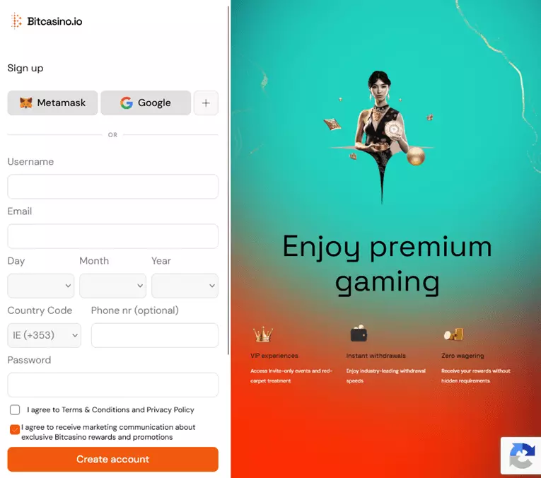 Bitcasino.io register