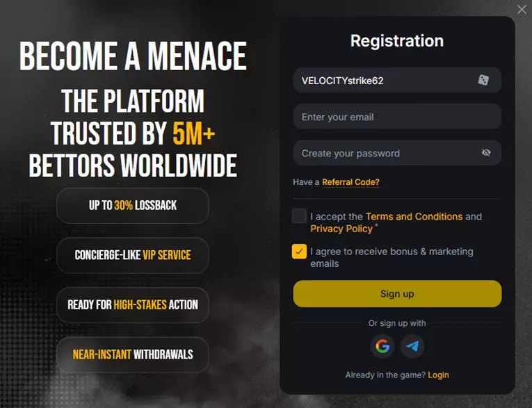 Menace register