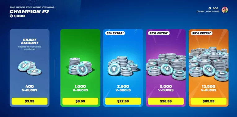 New V-Bucks Exact Amount Purchasing