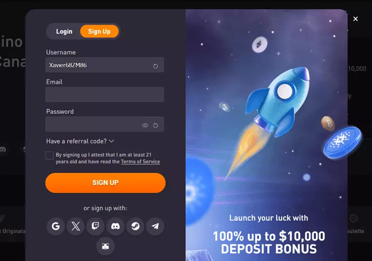 Rocketpot.io sign up