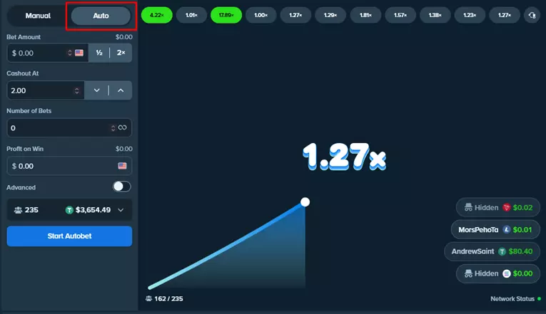 Try out the Stake.com Crash Auto Play