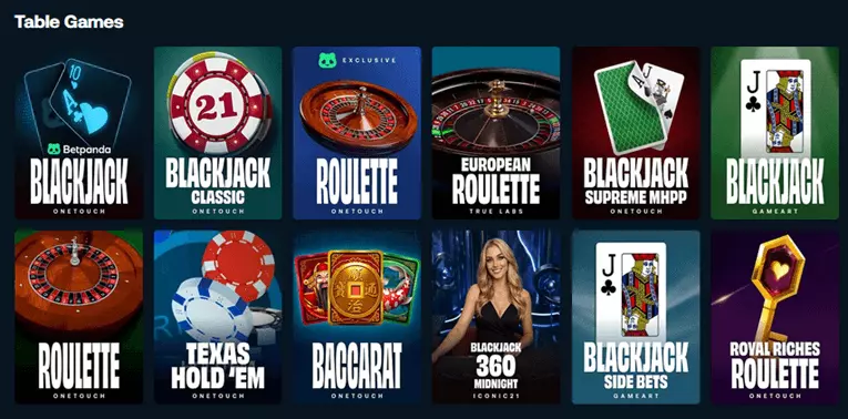 betpanda table games