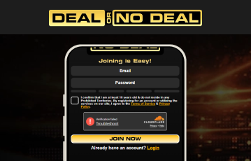 Deal Or No Deal Win Sign Up Screen