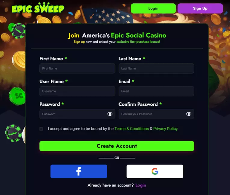 epic sweeps regsitration