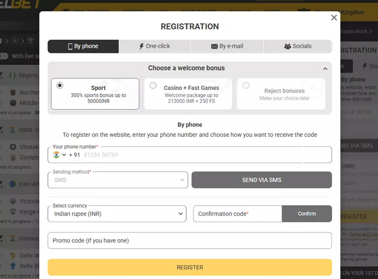 melbet india register