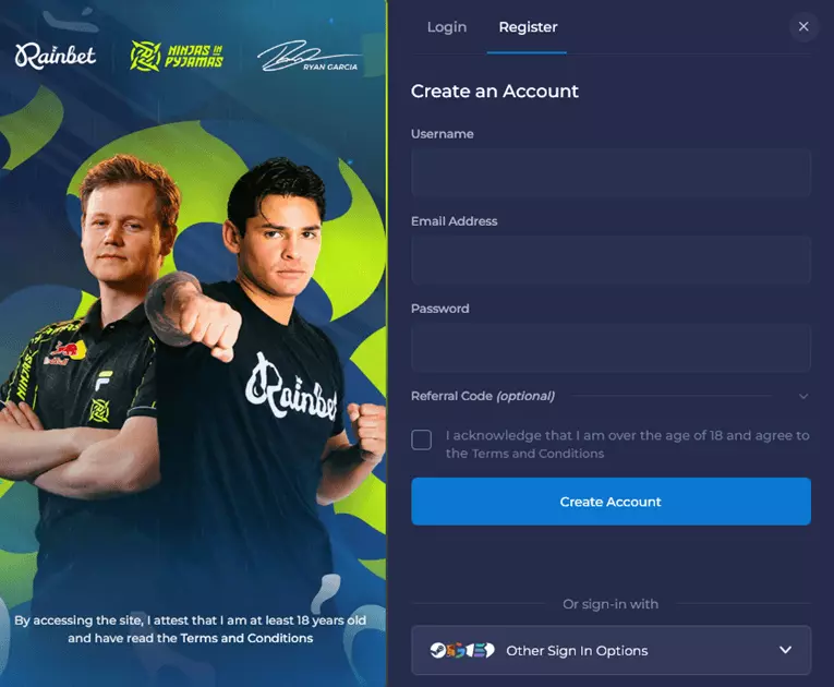 rainbet register