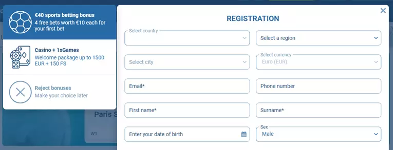 register 1xbet