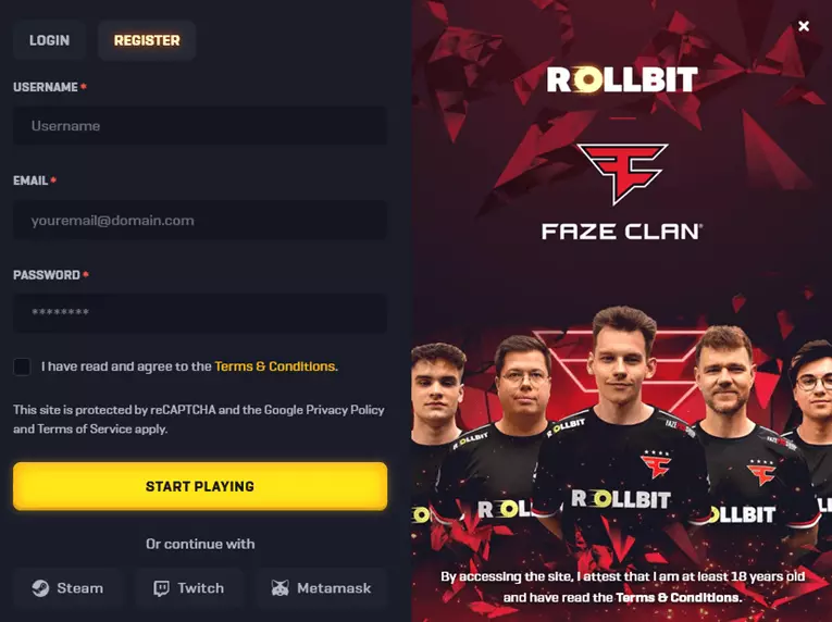 rollbit register